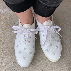 Keds Leather Champion Shoe w/ Silver Sparkle